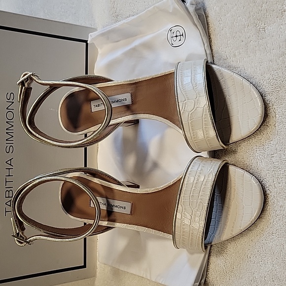 Tabitha Simmons Leticia Embossed Croc heel sandals, NIB - Picture 2 of 11